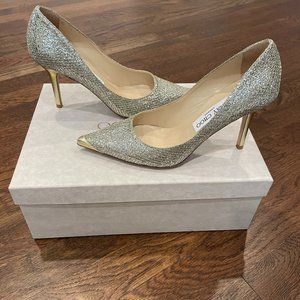 Jimmy Choo Agnes Champagne Glitter Pumps